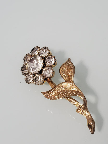 Vintage Rhinestone Flower Brooch-4700