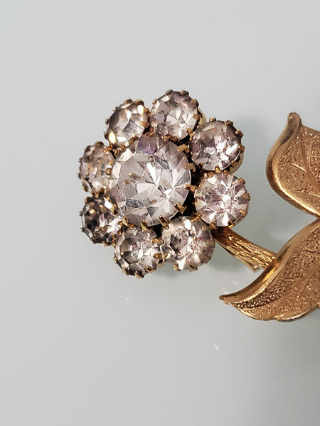 Vintage Rhinestone Flower Brooch-4700