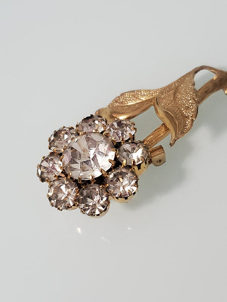 Vintage Rhinestone Flower Brooch-4700