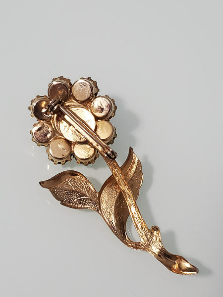 Vintage Rhinestone Flower Brooch-4700