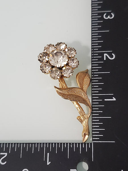 Vintage Rhinestone Flower Brooch-4700