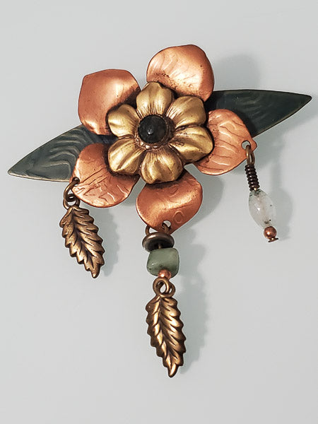 4698-Vintage Floral Dangle Brooch