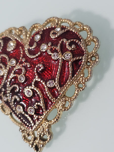 Monet Enamel Heart Brooch-4694