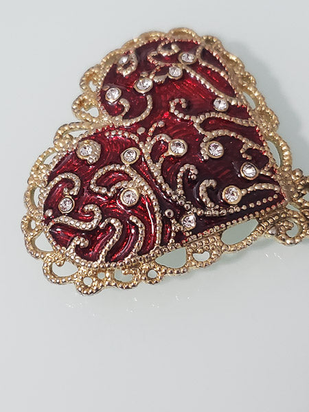 Monet Enamel Heart Brooch-4694