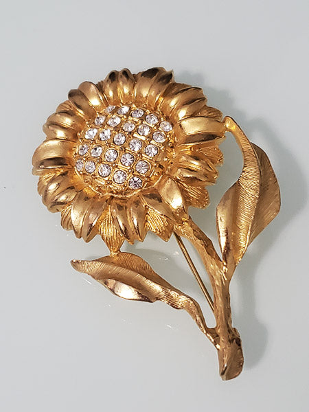 4124-Vintage Signed "M" Sunflower Brooch