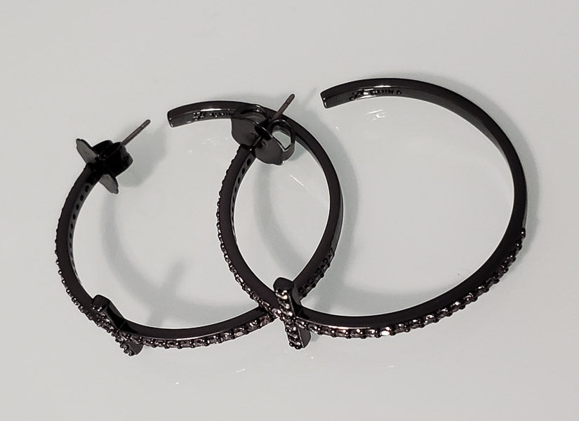 71132-Cross Rhinestone Hoop Earrings