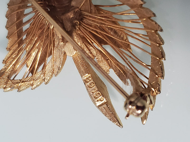 4488-Vintage Marcel Boucher Gold Tone Leaf Brooch