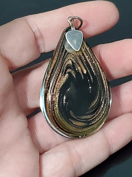 Lovely Large Murano Glass Sterling Pendant