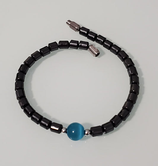 71171-Hematite & Cats Eye Bracelet