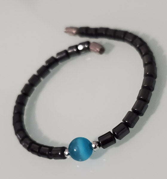 71171-Hematite & Cats Eye Bracelet