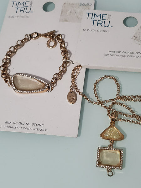 71185-New Shell & Glass Necklace & Bracelet