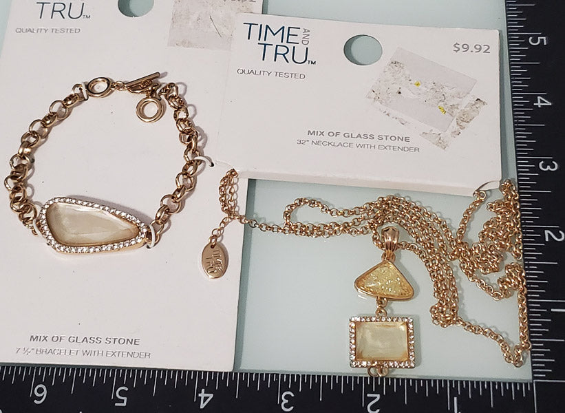 71185-New Shell & Glass Necklace & Bracelet