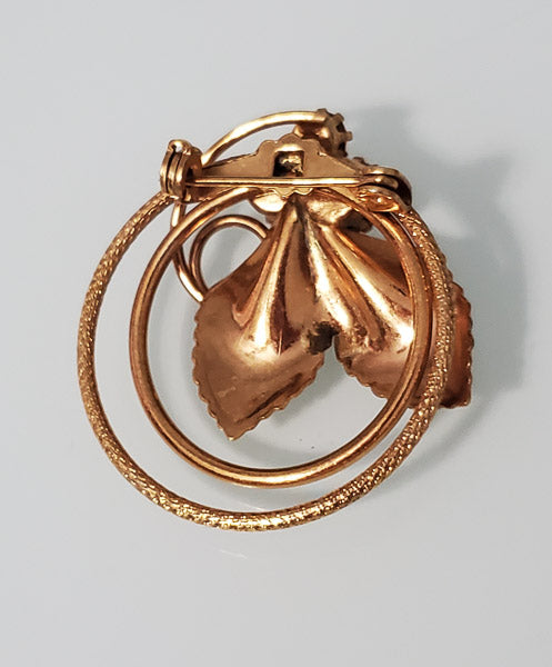 4652-Vintage Gold Tone Rhinestone Brooch