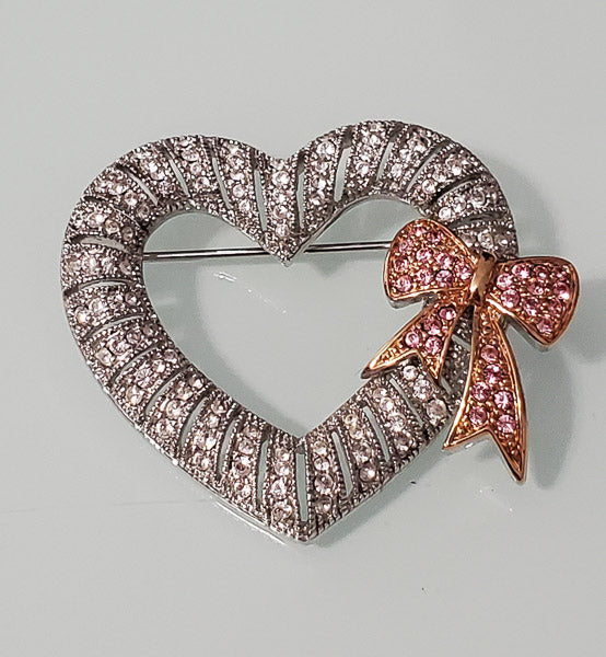4364-Joan Rivers Rhinestone Heart Brooch