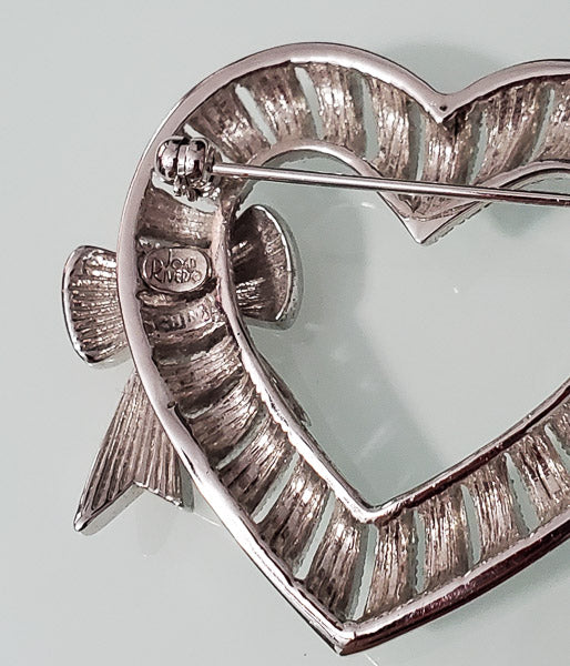 4364-Joan Rivers Rhinestone Heart Brooch