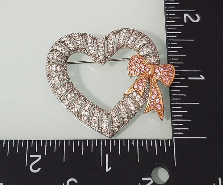 4364-Joan Rivers Rhinestone Heart Brooch