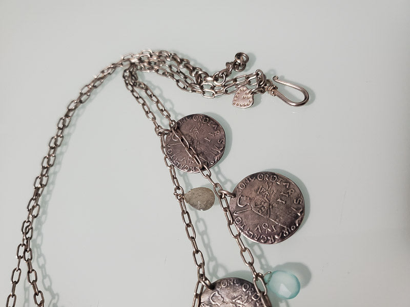 1573-Stella & Dot Faux Coin / Stone Necklace