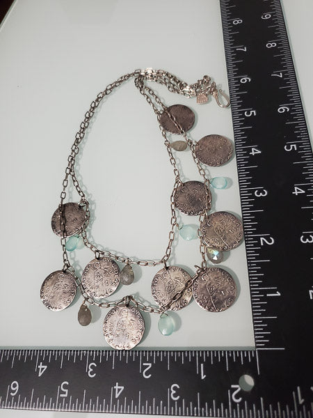 1573-Stella & Dot Faux Coin / Stone Necklace