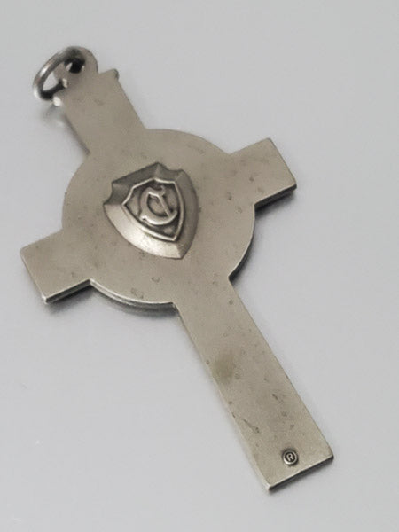 5488-Medieval Celtic Cross Silver Tone Large Pendant