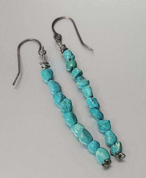 1219-Sterling Turquoise Nugget Earrings
