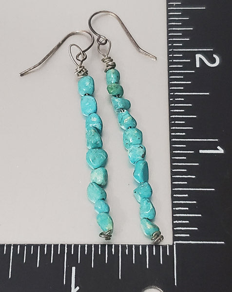 1219-Sterling Turquoise Nugget Earrings