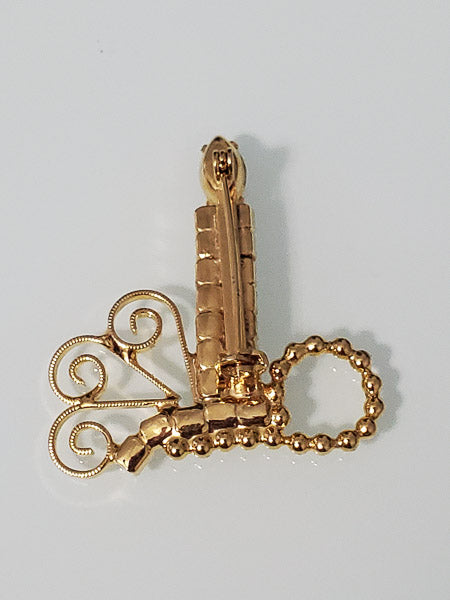 5896-Vintage Rhinestone Candle Brooch