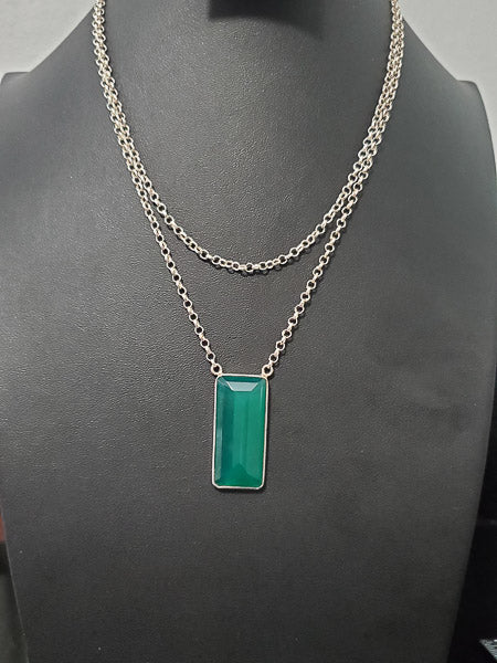 Green Onyx Sterling Silver Necklace