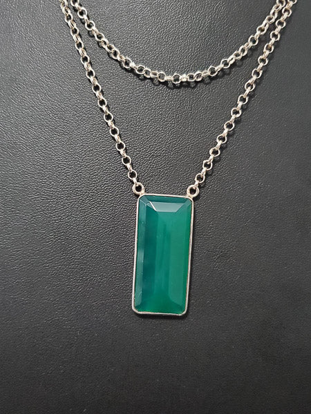 Green Onyx Sterling Silver Necklace