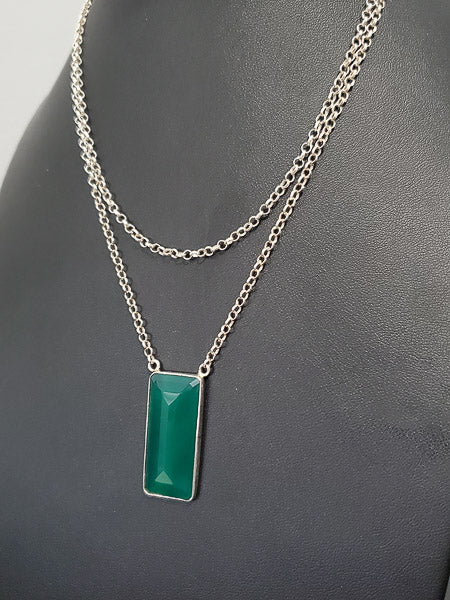 Green Onyx Sterling Silver Necklace