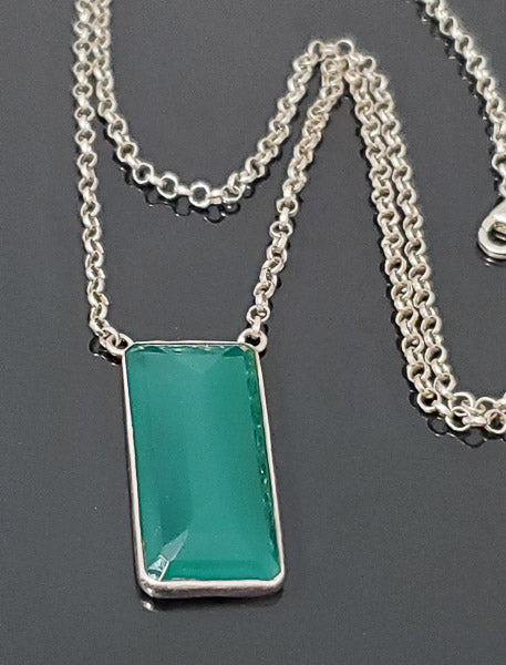 Green Onyx Sterling Silver Necklace