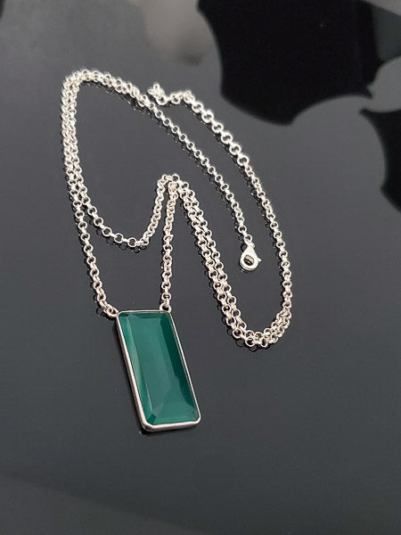 Green Onyx Sterling Silver Necklace