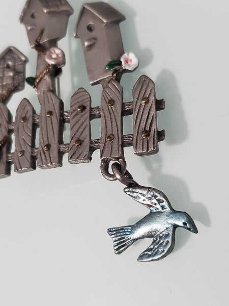 4616-Spoont Pewter 4189 Bird House Brooch