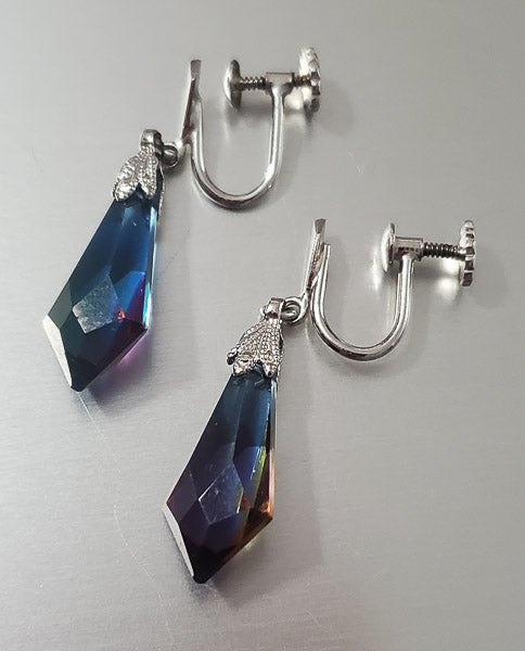 Vintage 835 Silver AB Crystal Earrings