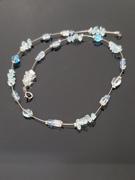 Dainty Stone & Glass Beaded Sterling Necklace