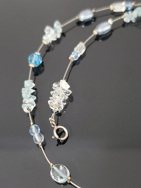 Dainty Stone & Glass Beaded Sterling Necklace