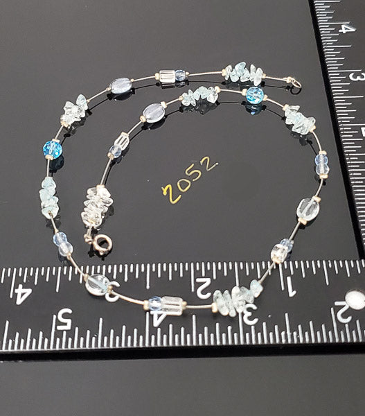 Dainty Stone & Glass Beaded Sterling Necklace