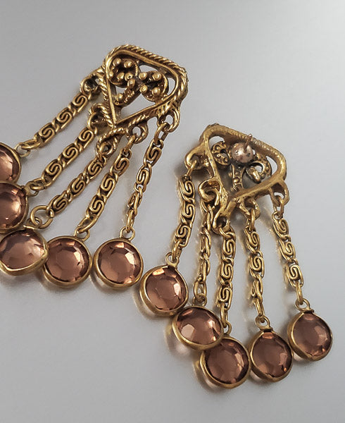 14k Gold Posts on Gold Tone Dangle Earrings