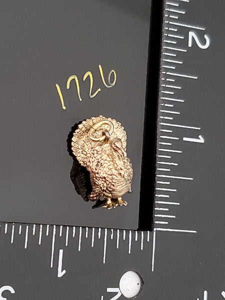 Vintage Solid Sterling Turkey Pendant or Charm