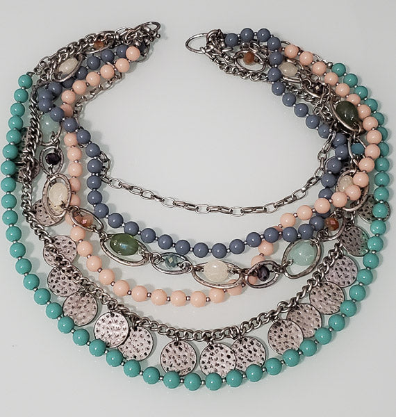 1965-Heavy Designer Multi Layered Adj Necklace