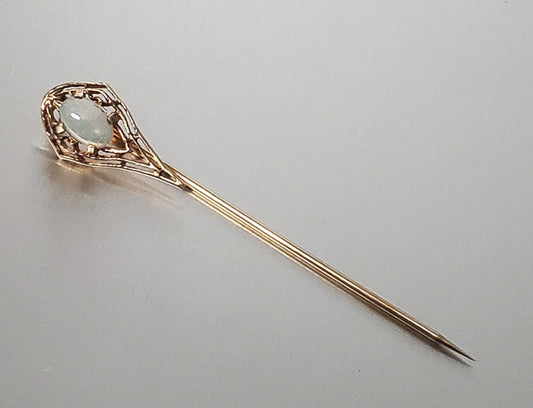 14k Gold Antique Firey Good Opal Stick or Label Pin