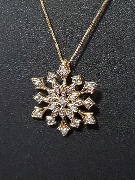 Vermeil Sterling Diamond Snowflake Necklace
