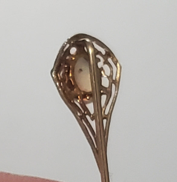 14k Gold Antique Firey Good Opal Stick or Label Pin