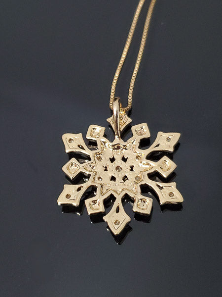 Vermeil Sterling Diamond Snowflake Necklace