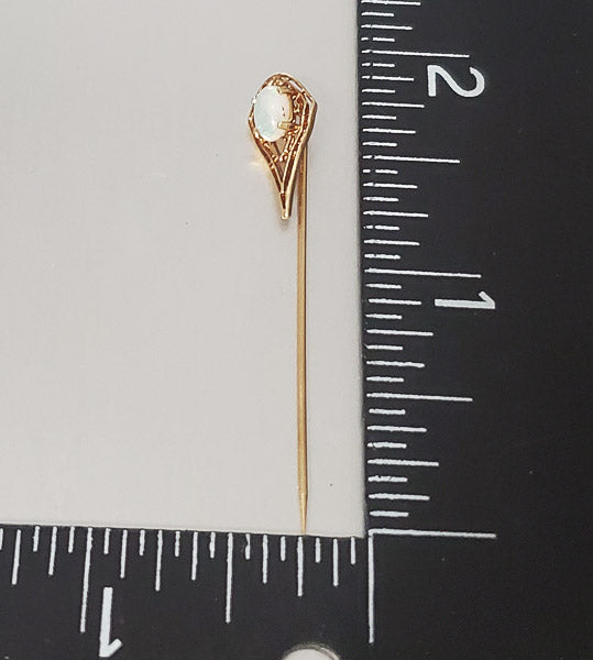 14k Gold Antique Firey Good Opal Stick or Label Pin