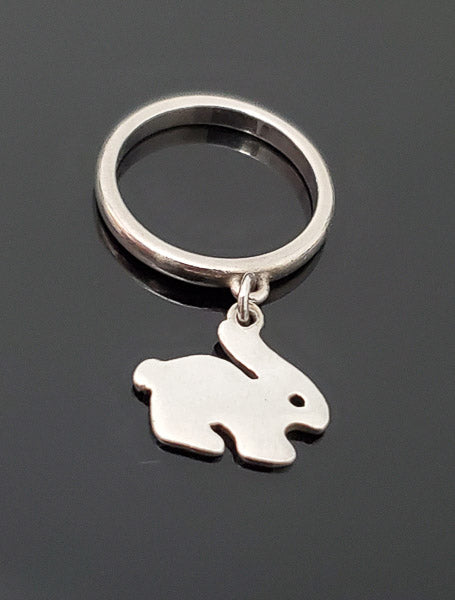 Retired James Avery Bunny Charm Ring sz 4.5
