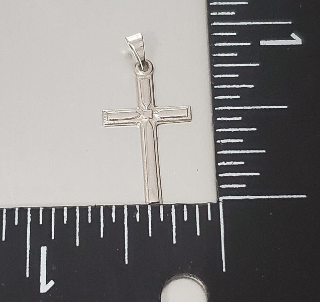 14k White Gold Simple Cross Pendant