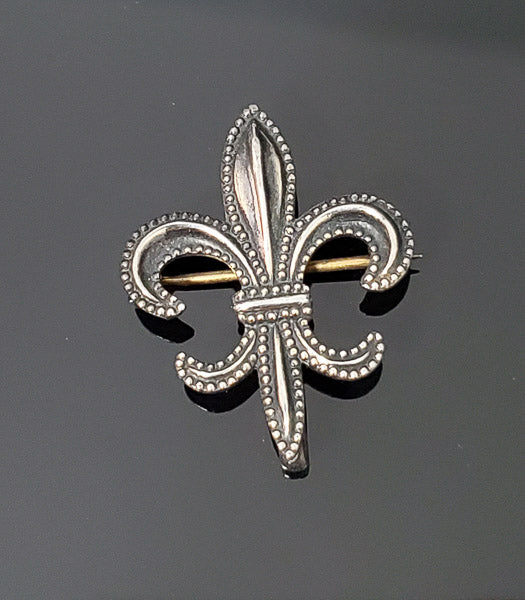 Vtg Sterling Silver Fleur de Lis Pocket Watch Hook Pin