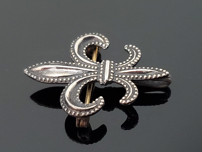 Vtg Sterling Silver Fleur de Lis Pocket Watch Hook Pin