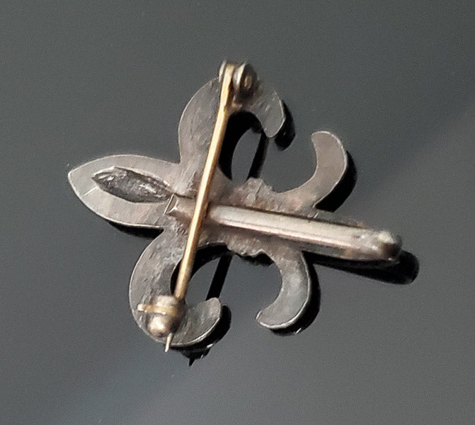 Vtg Sterling Silver Fleur de Lis Pocket Watch Hook Pin