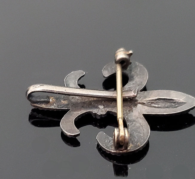 Vtg Sterling Silver Fleur de Lis Pocket Watch Hook Pin